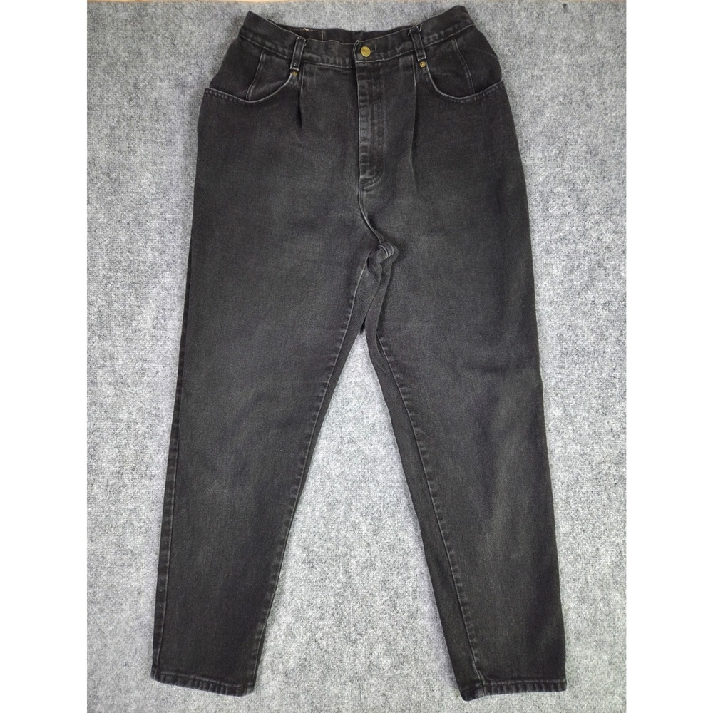 Vintage L.L. Bean Relaxed Jeans Womens 12 Black High Rise Tapered Leg USA